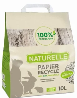 Litière végétale papier recyclé Perlinette pour chat 10L