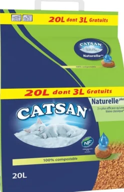 Litière vétégale Naturelle Plus 20L (dont 3L offerts) CATSAN