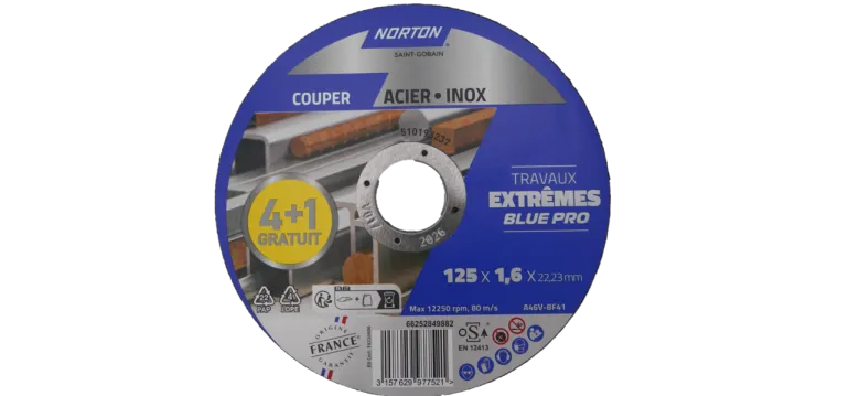 Lot de 4 meules Blue Pro 125 x 1,6 x 22,2 mm + 1 offerte