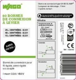 Lot de 80 bornes 2-3-5 entrées série 221 WAGO