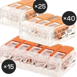 Lot de 80 bornes 2-3-5 entrées série 221 WAGO