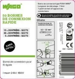 Lot de 50 bornes 2-3-5 série 2273 WAGO