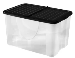 Lot de 3 box 40L noir avec couvercle