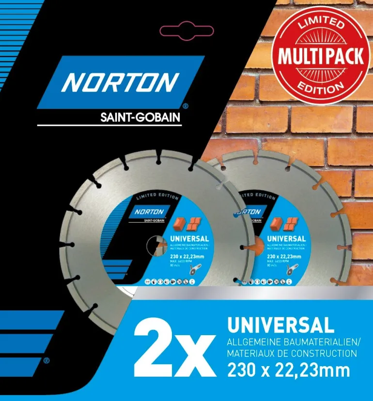 Lot de 2 disques diamant 230 mm Universal NORTON