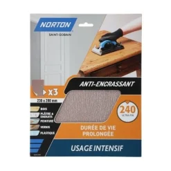 Lot de 3 feuilles de ponçage anti-encrassant 230x280mm G240