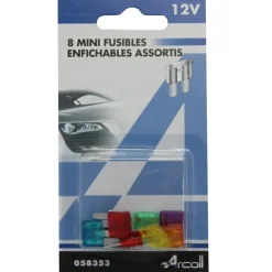 Lot de 8 mini-fusibles enfichables assortis