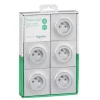 Lot de 5 prises 2 pôles Odace plaque style aluminium + terre