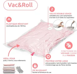 Lot de 2 sacs de rangement sous vide Vac and Roll