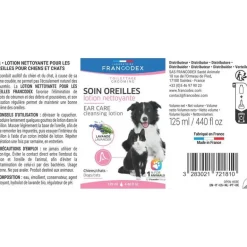 Lotion nettoyante soin oreilles pour chien et chat 125 ml
