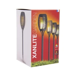 Lot 4 mini piquets sol LED IP44 effet flamme auto 8h 2700k