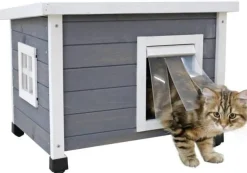 Maison pour chat Rustica gris et blanc 57x45x42 cm