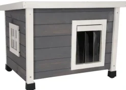 Maison pour chat Rustica gris et blanc 57x45x42 cm