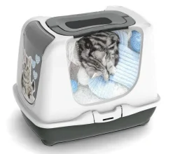 Maison de toilette Kitty gris/blanc