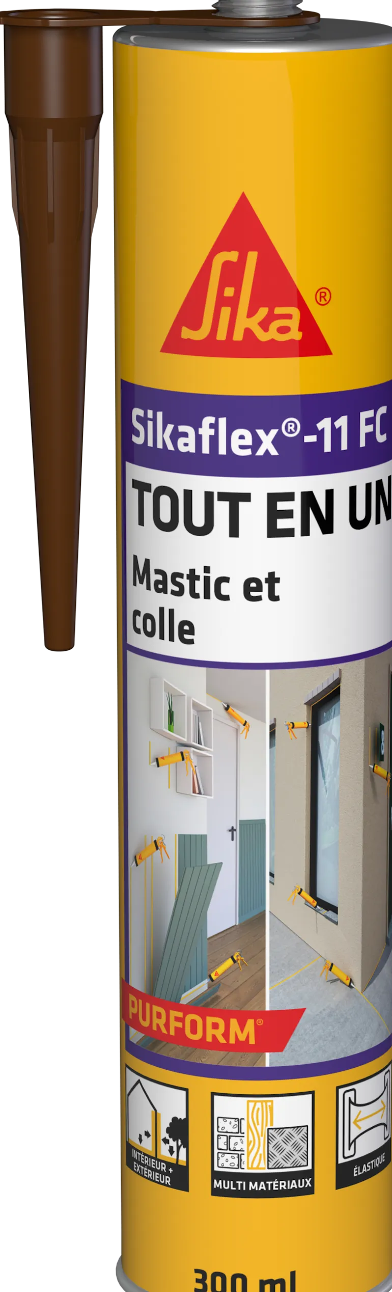 Mastic colle Sikaflex -11 FC Tout en un marron - 300ml