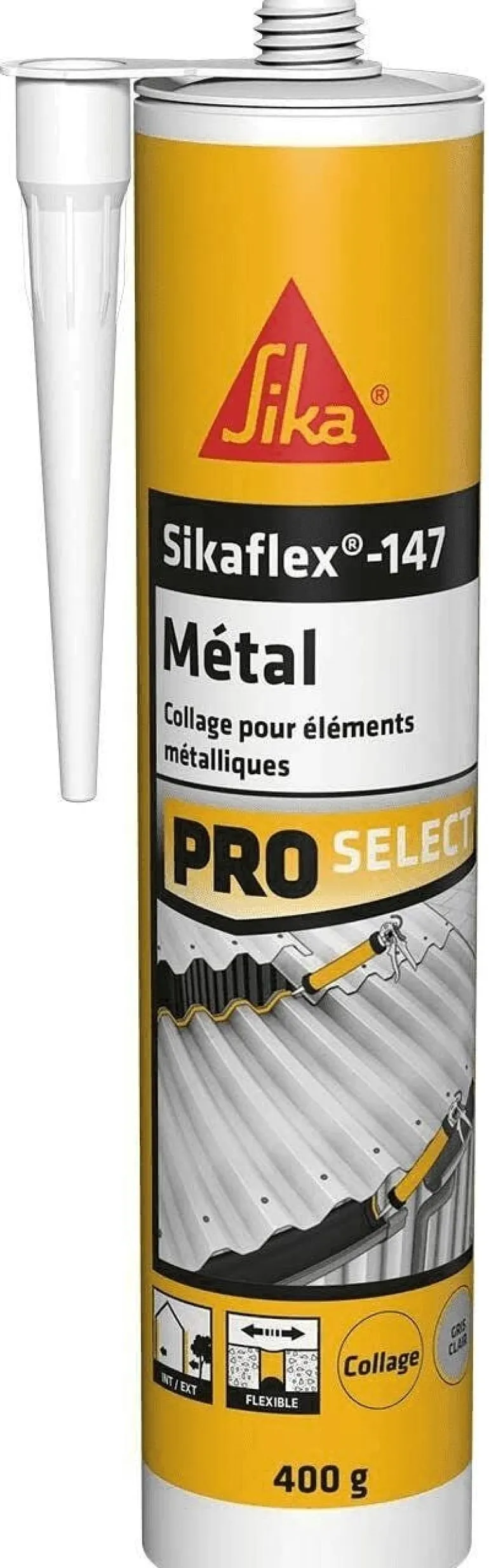 Mastic colle Sikaflex -147 Métal gris clair - 400g