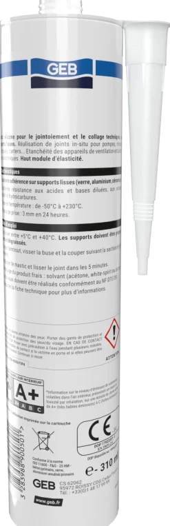 Mastic silicone GEBSICONE S 310 ml blanc GEB
