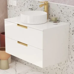 Meuble lave mains Lofty 80 MDF blanc à suspendre
