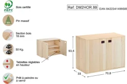 Meuble Dinamic horizontal 2 Portes pin massif