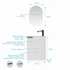 Meuble One box Amelia blanc avec vasque et miroir AURLANE