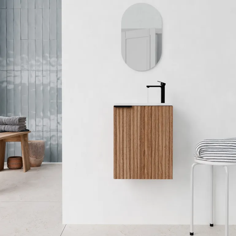Meuble One box Amelia bois avec vasque et miroir AURLANE