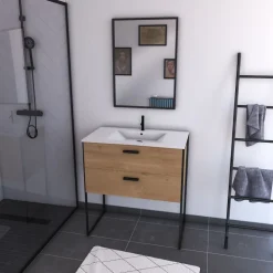 Meuble salle de bains 80 cm Edge bois AURLANE