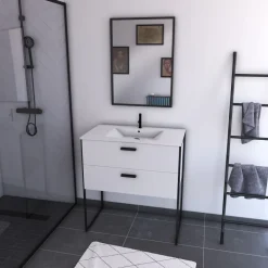 Meuble salle de bains 80 cm Edge blanc AURLANE