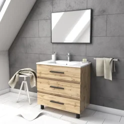 Meuble salle de bains 80 cm Edge bois AURLANE