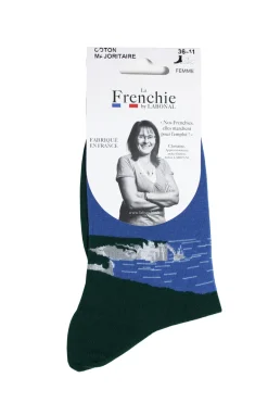 Mi-chaussette Bayeux femme azur motif falaise 36/41