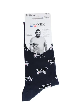 Mi-chaussette Yvetot homme marine motif vaches