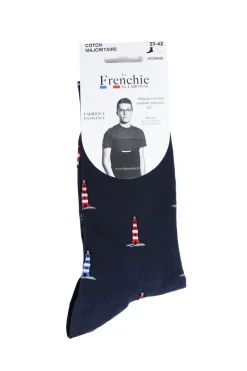 Mi-chaussette Ancenis homme marine motif phares
