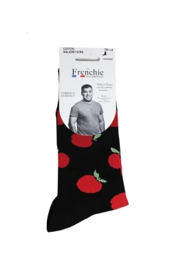 Mi-chaussette Argentan homme noir motif pomme