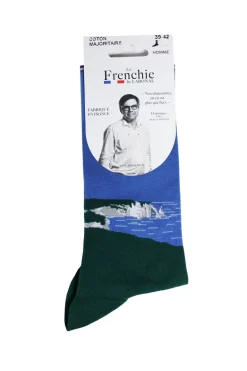 Mi-chaussette Etretat homme azur motif falaise