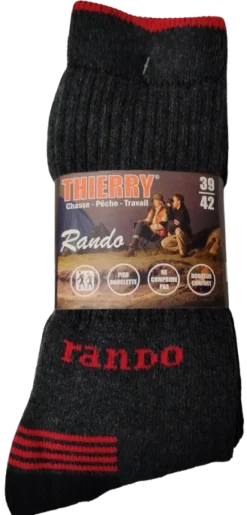 Mi-chaussettes Rando 39/42 noire (x3)