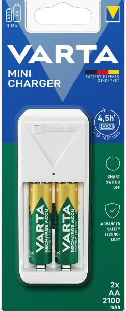 Mini chargeur + 2 AA 2100 mAh VARTA