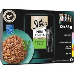Mini filets en sauce Mixte 4 variétés pour chat 12x85g