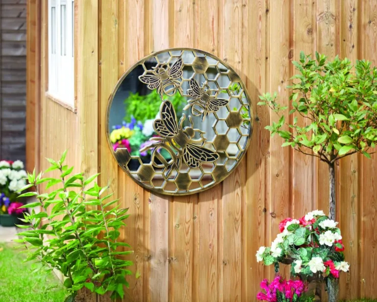 Miroir décoratif Abeilles 50cm Gris