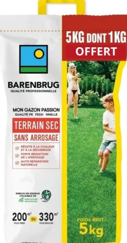 Mon gazon terrain sec sans arrosage 5kg dont 1kg offert