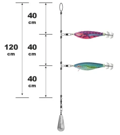 Montage tataki 2 turluttes flottantes srt 70mm pk-bl/wh-bl