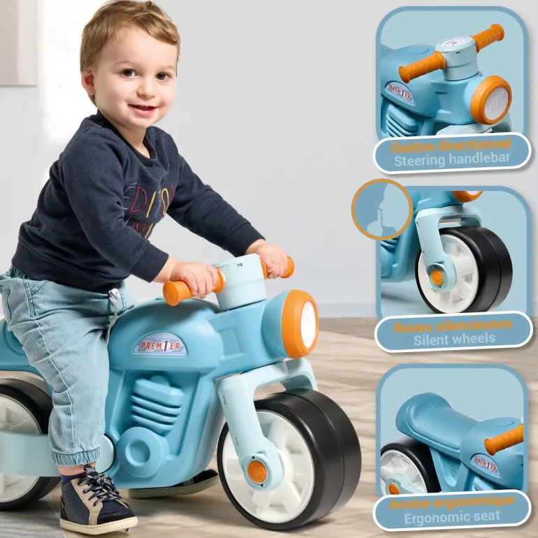 Moto Premier draisienne vintage roues silencieuses bleu FALK