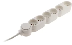 Multiprise bloc home 6 prises + fiche parafoudre blanc