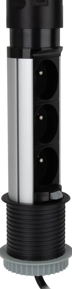 Multiprise escamotable pop-up 3x16A + 2 USB 1,5m noir OTIO