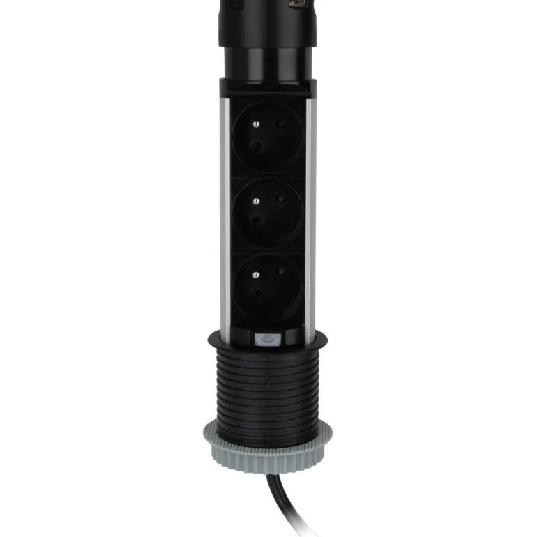 Multiprise escamotable pop-up 3x16A + 2 USB 1,5m noir OTIO
