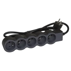 Multiprises 5x2P+T 1,5m 3G 1 mm² - noir/gris foncé LEGRAND