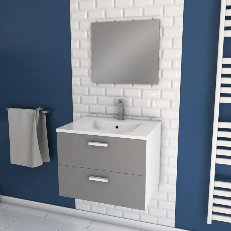 Pack Meuble salle de bain Lift 60 cm gris suspendu AURLANE