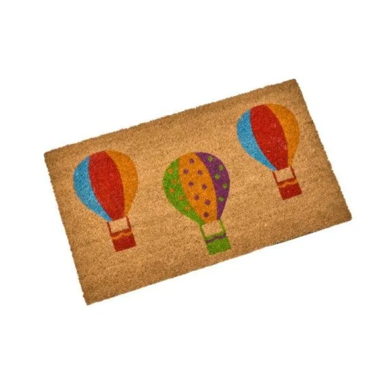 Paillasson en fibre de coco motif montgolfière 45x75cm