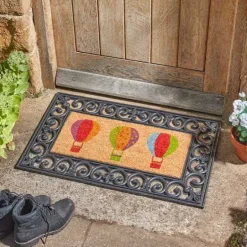 Paillasson fibre de coco motif montgolfières 23x53cm