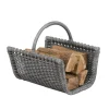 Panier à bûches Java gris en rotin tressé 10 bûches max