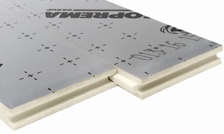 Panneau polyuréthane alu R=1 Ep.2,5cm 120x60cm mur/sol