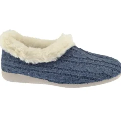 Pantoufle Merlina textile doublé bleu jean