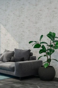Papier peint vinyl sur support intissé loft béton gris moyen